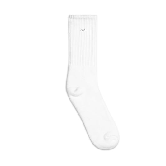 Alo Yoga Unisex Embroidered socks  LEFTIS White S/M 
